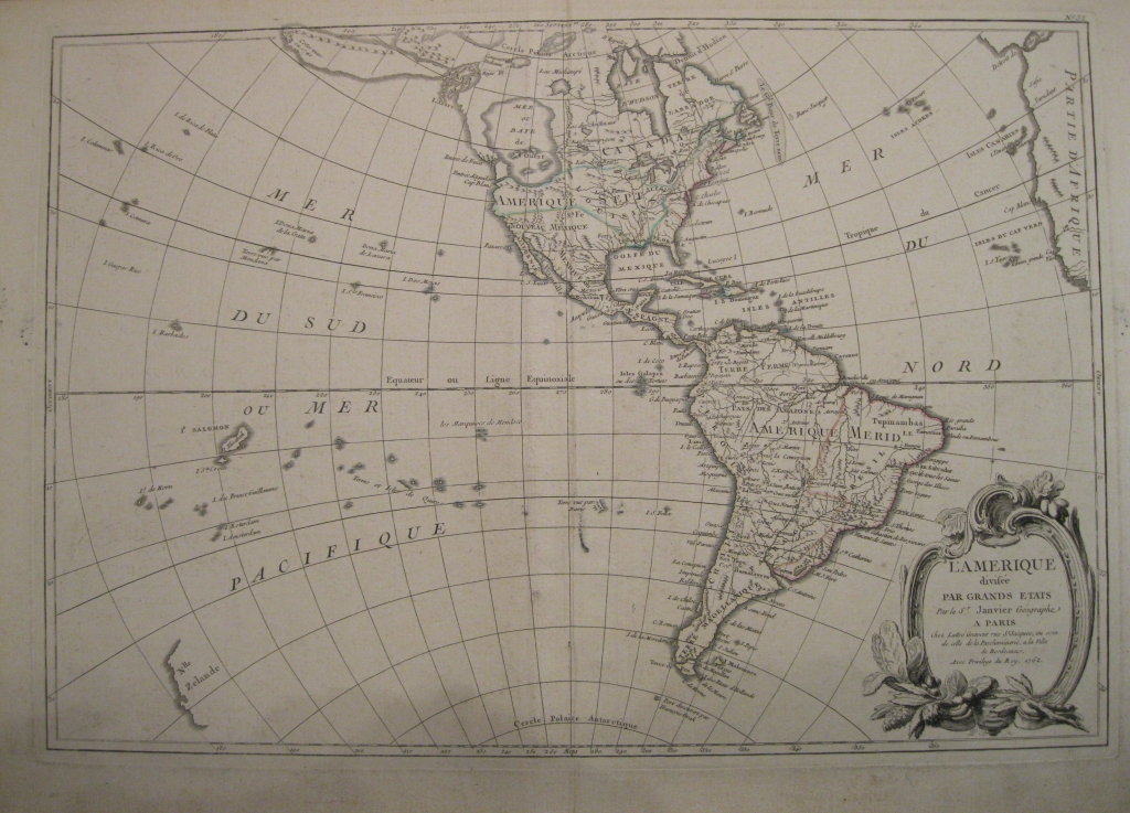 Mapa de América Norte y Sur, 1762. Janvier/Lattre